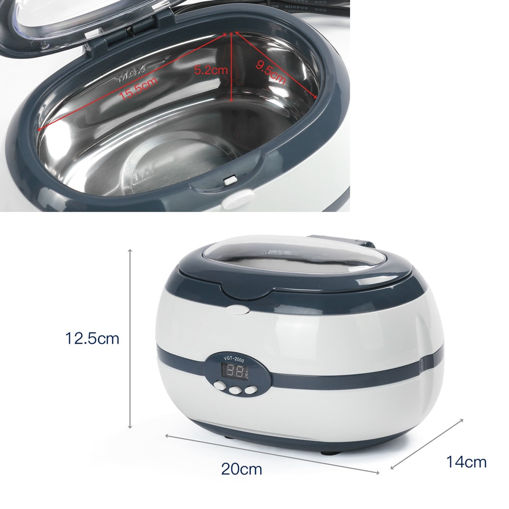 Mini nettoyeur à ultrasons bain cuve nettoyage bijoux montre gris -  Conforama