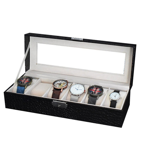 Boite de Montres Vide <br> Imitation Croco Noir - Boite à Montre